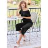 imageEkouaer Pajamas for Women Set Short Sleeve Pj Sets Pullover Tops ampamp Capri Pants 2 Piece Sleepwear Loungewear SXXLBlack