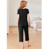 imageEkouaer Pajamas for Women Set Short Sleeve Pj Sets Pullover Tops ampamp Capri Pants 2 Piece Sleepwear Loungewear SXXLBlack