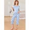 imageEkouaer Pajamas for Women Set Short Sleeve Pj Sets Pullover Tops ampamp Capri Pants 2 Piece Sleepwear Loungewear SXXLBluebutterfly
