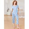 imageEkouaer Pajamas for Women Set Short Sleeve Pj Sets Pullover Tops ampamp Capri Pants 2 Piece Sleepwear Loungewear SXXLBluebutterfly