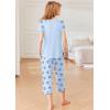 imageEkouaer Pajamas for Women Set Short Sleeve Pj Sets Pullover Tops ampamp Capri Pants 2 Piece Sleepwear Loungewear SXXLBluebutterfly