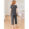 imageEkouaer Pajamas for Women Set Short Sleeve Pj Sets Pullover Tops ampamp Capri Pants 2 Piece Sleepwear Loungewear SXXLDark Grey