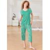 imageEkouaer Pajamas for Women Set Short Sleeve Pj Sets Pullover Tops ampamp Capri Pants 2 Piece Sleepwear Loungewear SXXLFlamingo