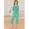 imageEkouaer Pajamas for Women Set Short Sleeve Pj Sets Pullover Tops ampamp Capri Pants 2 Piece Sleepwear Loungewear SXXLFlamingo