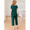 imageEkouaer Pajamas for Women Set Short Sleeve Pj Sets Pullover Tops ampamp Capri Pants 2 Piece Sleepwear Loungewear SXXLLake Green