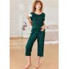 imageEkouaer Pajamas for Women Set Short Sleeve Pj Sets Pullover Tops ampamp Capri Pants 2 Piece Sleepwear Loungewear SXXLLake Green