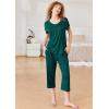 imageEkouaer Pajamas for Women Set Short Sleeve Pj Sets Pullover Tops ampamp Capri Pants 2 Piece Sleepwear Loungewear SXXLLake Green