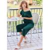 imageEkouaer Pajamas for Women Set Short Sleeve Pj Sets Pullover Tops ampamp Capri Pants 2 Piece Sleepwear Loungewear SXXLLake Green