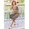 imageEkouaer Pajamas for Women Set Short Sleeve Pj Sets Pullover Tops ampamp Capri Pants 2 Piece Sleepwear Loungewear SXXLLeopard