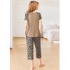 imageEkouaer Pajamas for Women Set Short Sleeve Pj Sets Pullover Tops ampamp Capri Pants 2 Piece Sleepwear Loungewear SXXLLeopard