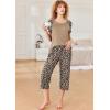 imageEkouaer Pajamas for Women Set Short Sleeve Pj Sets Pullover Tops ampamp Capri Pants 2 Piece Sleepwear Loungewear SXXLLeopard