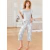 imageEkouaer Pajamas for Women Set Short Sleeve Pj Sets Pullover Tops ampamp Capri Pants 2 Piece Sleepwear Loungewear SXXLLight Greystar
