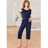 imageEkouaer Pajamas for Women Set Short Sleeve Pj Sets Pullover Tops ampamp Capri Pants 2 Piece Sleepwear Loungewear SXXLNavy Blue