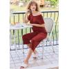 imageEkouaer Pajamas for Women Set Short Sleeve Pj Sets Pullover Tops ampamp Capri Pants 2 Piece Sleepwear Loungewear SXXLWine Red