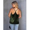 imageEkouaer Silk Tank Top for Women Mesh V Neck Satin Camisole Silky Sleeveless Tank Cami ShirtArmygreen