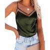 imageEkouaer Silk Tank Top for Women Mesh V Neck Satin Camisole Silky Sleeveless Tank Cami ShirtArmygreen