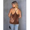 imageEkouaer Silk Tank Top for Women Mesh V Neck Satin Camisole Silky Sleeveless Tank Cami ShirtCaramelChampagne