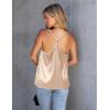 imageEkouaer Silk Tank Top for Women Mesh V Neck Satin Camisole Silky Sleeveless Tank Cami ShirtCaramelChampagne