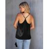imageEkouaer Silk Tank Top for Women Mesh V Neck Satin Camisole Silky Sleeveless Tank Cami ShirtChampagneBlack
