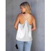 imageEkouaer Silk Tank Top for Women Mesh V Neck Satin Camisole Silky Sleeveless Tank Cami ShirtChampagneWhite