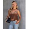 imageEkouaer Silk Tank Top for Women Mesh V Neck Satin Camisole Silky Sleeveless Tank Cami ShirtCoffee