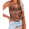 imageEkouaer Silk Tank Top for Women Mesh V Neck Satin Camisole Silky Sleeveless Tank Cami ShirtCoffee