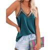 imageEkouaer Silk Tank Top for Women Mesh V Neck Satin Camisole Silky Sleeveless Tank Cami ShirtLake Blue
