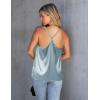 imageEkouaer Silk Tank Top for Women Mesh V Neck Satin Camisole Silky Sleeveless Tank Cami ShirtLight Blue
