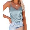 imageEkouaer Silk Tank Top for Women Mesh V Neck Satin Camisole Silky Sleeveless Tank Cami ShirtLight Blue