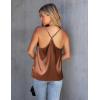 imageEkouaer Silk Tank Top for Women Mesh V Neck Satin Camisole Silky Sleeveless Tank Cami ShirtLight Coffee