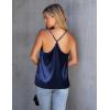 imageEkouaer Silk Tank Top for Women Mesh V Neck Satin Camisole Silky Sleeveless Tank Cami ShirtNavy Blue