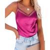 imageEkouaer Silk Tank Top for Women Mesh V Neck Satin Camisole Silky Sleeveless Tank Cami ShirtRose Red