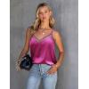 imageEkouaer Silk Tank Top for Women Mesh V Neck Satin Camisole Silky Sleeveless Tank Cami ShirtRose Red