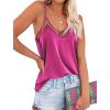 imageEkouaer Silk Tank Top for Women Mesh V Neck Satin Camisole Silky Sleeveless Tank Cami ShirtRose Red