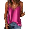 imageEkouaer Silk Tank Top for Women Mesh V Neck Satin Camisole Silky Sleeveless Tank Cami ShirtRose Red