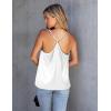 imageEkouaer Silk Tank Top for Women Mesh V Neck Satin Camisole Silky Sleeveless Tank Cami ShirtWhite