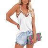 imageEkouaer Silk Tank Top for Women Mesh V Neck Satin Camisole Silky Sleeveless Tank Cami ShirtWhite