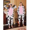 imageEkouaer Unisex Adult Animal Onesie One Piece Fleece Pajamas Halloween Costume Sleepwear HomewearCow