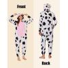 imageEkouaer Unisex Adult Animal Onesie One Piece Fleece Pajamas Halloween Costume Sleepwear HomewearCow