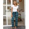 imageEkouaer Women Pajama Pants Comfy Pj Bottom with Pockets Stretch Plaid SleepwearBlack and Peacock Blue Plaid