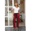 imageEkouaer Women Pajama Pants Comfy Pj Bottom with Pockets Stretch Plaid SleepwearClassic Black and Red Plaid