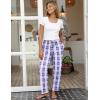 imageEkouaer Women Pajama Pants Comfy Pj Bottom with Pockets Stretch Plaid SleepwearLight Blue and White Plaid