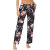 imageEkouaer Women Pajama Pants Comfy Pj Bottom with Pockets Stretch Plaid SleepwearPink Flower