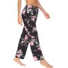imageEkouaer Women Pajama Pants Comfy Pj Bottom with Pockets Stretch Plaid SleepwearPink Flower