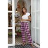 imageEkouaer Women Pajama Pants Comfy Pj Bottom with Pockets Stretch Plaid SleepwearPurple and Black Plaid