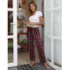imageEkouaer Women Pajama Pants Comfy Pj Bottom with Pockets Stretch Plaid SleepwearRed and Green Plaid