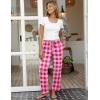 imageEkouaer Women Pajama Pants Comfy Pj Bottom with Pockets Stretch Plaid SleepwearRose Red and Black Plaid