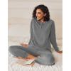 imageEkouaer Womens Pajamas 2 Piece Lounge Set Long Sleeve Top and Elastic Waist Pants Sweatsuits Casual Pjs with Pockets SXXLDark Grey