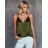 imageEkouaer Womens Silk Satin Camisole Tank Tops V Neck Sleeveless Spaghetti Straps Blouse Casual Racerback ShirtArmy Green