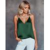 imageEkouaer Womens Silk Satin Camisole Tank Tops V Neck Sleeveless Spaghetti Straps Blouse Casual Racerback ShirtBright Green